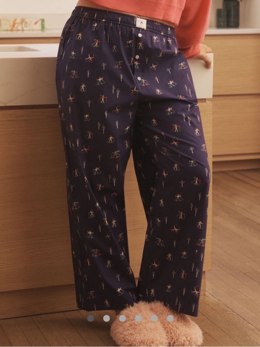 Anthropologie x Emily Isabella blue ski pajama bottoms pants size XS